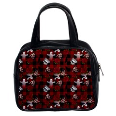 Gothic Woman Rose Bats Pattern Classic Handbag (two Sides) by snowwhitegirl