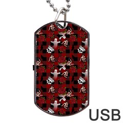 Gothic Woman Rose Bats Pattern Dog Tag Usb Flash (two Sides)