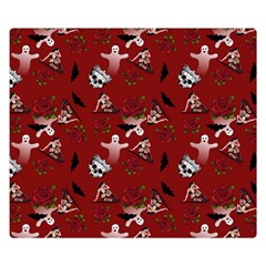 Gothic Woman Rose Bats Pattern Red Double Sided Flano Blanket (small)  by snowwhitegirl