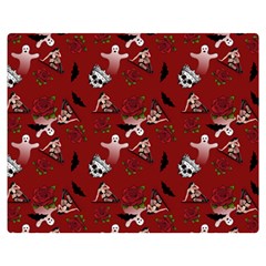 Gothic Woman Rose Bats Pattern Red Double Sided Flano Blanket (medium)  by snowwhitegirl