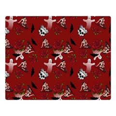 Gothic Woman Rose Bats Pattern Red Double Sided Flano Blanket (large)  by snowwhitegirl