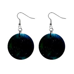 Galaxy Sky Blue Green Mini Button Earrings by snowwhitegirl