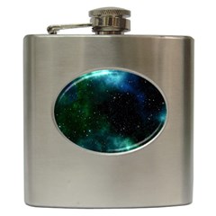 Galaxy Sky Blue Green Hip Flask (6 Oz)