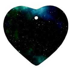 Galaxy Sky Blue Green Heart Ornament (two Sides)