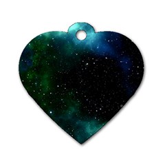 Galaxy Sky Blue Green Dog Tag Heart (one Side) by snowwhitegirl