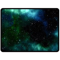 Galaxy Sky Blue Green Fleece Blanket (large) 