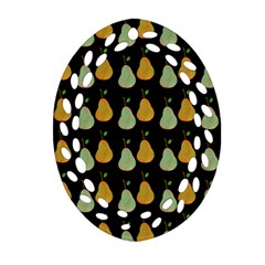 Pears Black Oval Filigree Ornament (two Sides) by snowwhitegirl