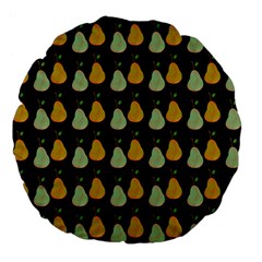 Pears Black Large 18  Premium Flano Round Cushions by snowwhitegirl