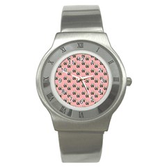 Panda With Bamboo Pink Stainless Steel Watch