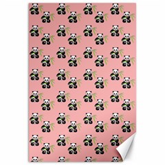 Panda With Bamboo Pink Canvas 20  X 30  by snowwhitegirl