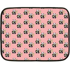 Panda With Bamboo Pink Double Sided Fleece Blanket (mini) 