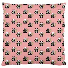 Panda With Bamboo Pink Large Cushion Case (one Side) by snowwhitegirl