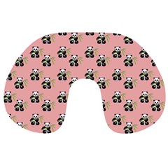 Panda With Bamboo Pink Travel Neck Pillows by snowwhitegirl