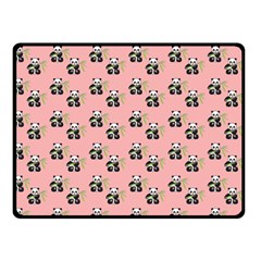 Panda With Bamboo Pink Double Sided Fleece Blanket (small)  by snowwhitegirl