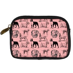 Dog Pattern Pink Digital Camera Leather Case