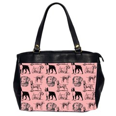 Dog Pattern Pink Oversize Office Handbag (2 Sides)