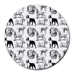 Dog Pattern White Round Mousepads