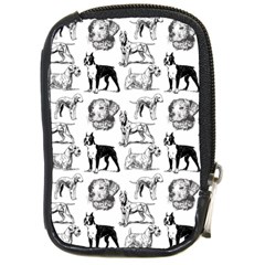 Dog Pattern White Compact Camera Leather Case