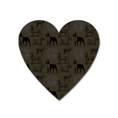 Dog Pattern Brown Heart Magnet