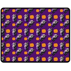 Halloween Skeleton Pumpkin Pattern Purple Fleece Blanket (medium)  by snowwhitegirl