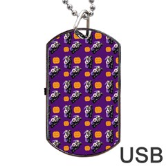 Halloween Skeleton Pumpkin Pattern Purple Dog Tag Usb Flash (one Side)