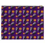 Halloween Skeleton Pumpkin Pattern Purple Cosmetic Bag (XXXL) Back