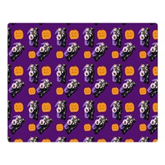 Halloween Skeleton Pumpkin Pattern Purple Double Sided Flano Blanket (large)  by snowwhitegirl