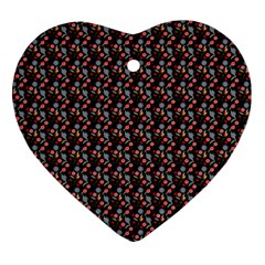 Vintage Floral Black Heart Ornament (two Sides)