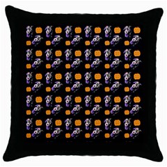 Halloween Skeleton Pumpkin Pattern Black Throw Pillow Case (black)