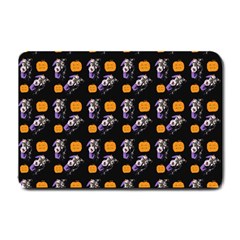 Halloween Skeleton Pumpkin Pattern Black Small Doormat 