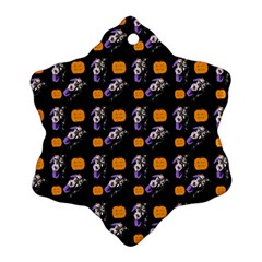 Halloween Skeleton Pumpkin Pattern Black Ornament (snowflake)