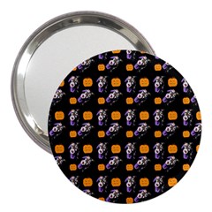 Halloween Skeleton Pumpkin Pattern Black 3  Handbag Mirrors