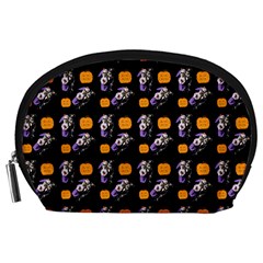 Halloween Skeleton Pumpkin Pattern Black Accessory Pouch (large)