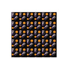 Halloween Skeleton Pumpkin Pattern Black Satin Bandana Scarf by snowwhitegirl