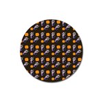 Halloween Skeleton Pumpkin Pattern Brown Magnet 3  (Round) Front