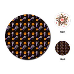 Halloween Skeleton Pumpkin Pattern Brown Playing Cards (round)