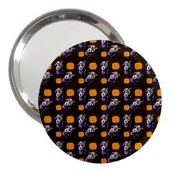 Halloween Skeleton Pumpkin Pattern Brown 3  Handbag Mirrors