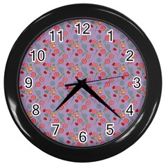 Vintage Floral Lilac Wall Clock (black)