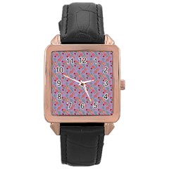 Vintage Floral Lilac Rose Gold Leather Watch 