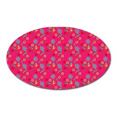 Vintage Floral Pink Oval Magnet by snowwhitegirl