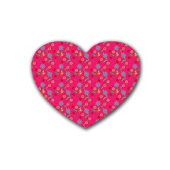 Vintage Floral Pink Heart Coaster (4 Pack)  by snowwhitegirl