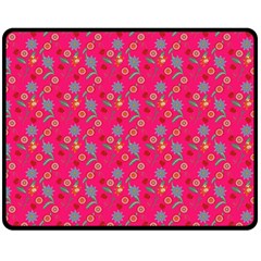 Vintage Floral Pink Double Sided Fleece Blanket (medium) 