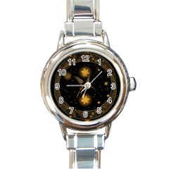 Wonderful Hummingbird With Stars Round Italian Charm Watch