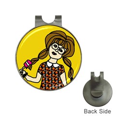 Girl With Popsicle Yellow Background Hat Clips With Golf Markers