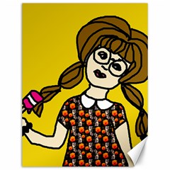 Girl With Popsicle Yellow Background Canvas 12  X 16 