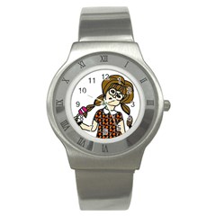 Girl With Popsicle Stainless Steel Watch