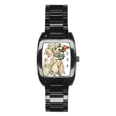 Retro Dog Stainless Steel Barrel Watch by snowwhitegirl