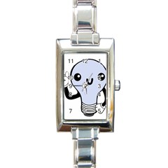 Blue  Kawaii Bulb Rectangle Italian Charm Watch by snowwhitegirl