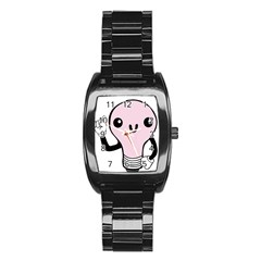 Pink Kawaii Bulb Stainless Steel Barrel Watch by snowwhitegirl