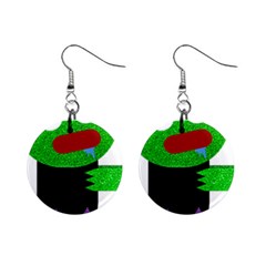 Green Glitter Zombie Mini Button Earrings by snowwhitegirl